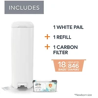 Poubelle à Couches Platinium - Blanche (18 sacs)
