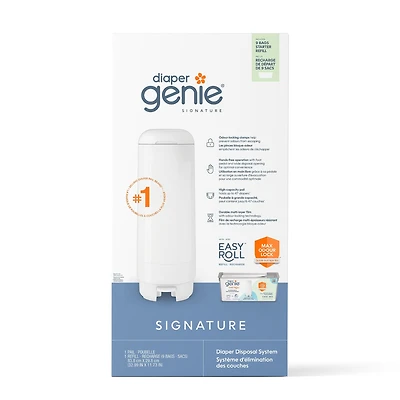  Diaper Genie Signature Diaper Pail - White  (9 bags)