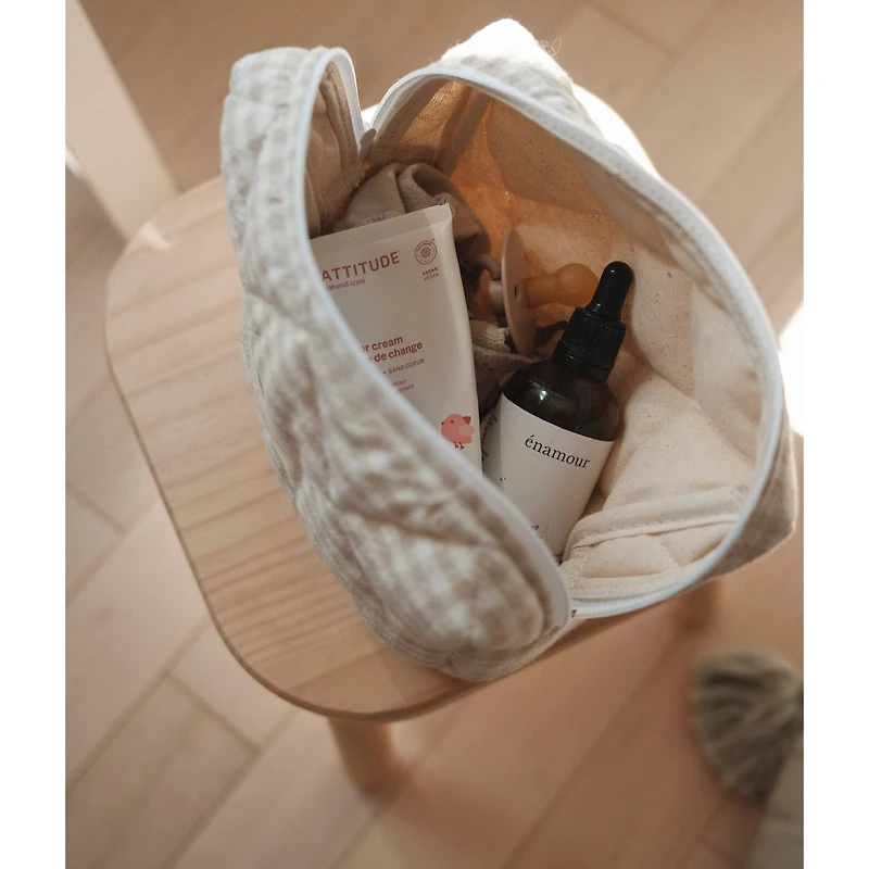 MAMA Pouch - Gingham Beige