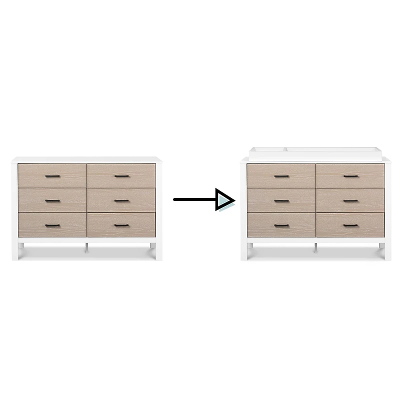 Commode 6 Tiroirs Radley - Blanc et Bois Côtier