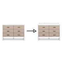 Commode 6 Tiroirs Radley - Blanc et Bois Côtier