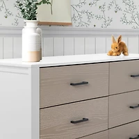 Commode 6 Tiroirs Radley - Blanc et Bois Côtier