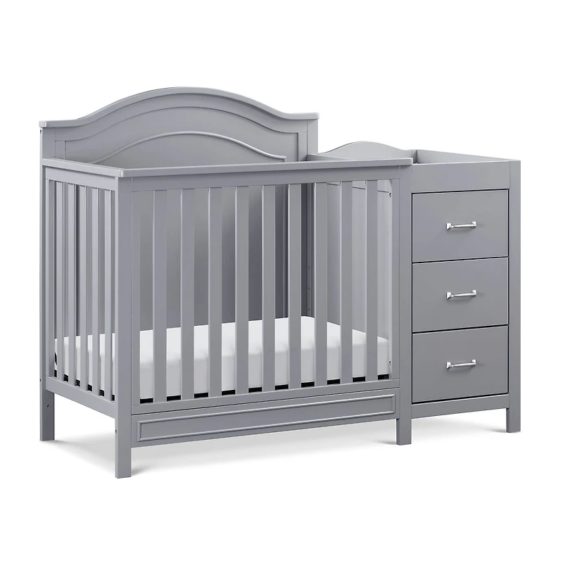 Charlie 4-in-1 Convertible Mini Crib & Changer - Grey