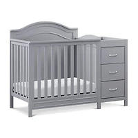 Charlie 4-in-1 Convertible Mini Crib & Changer - Grey
