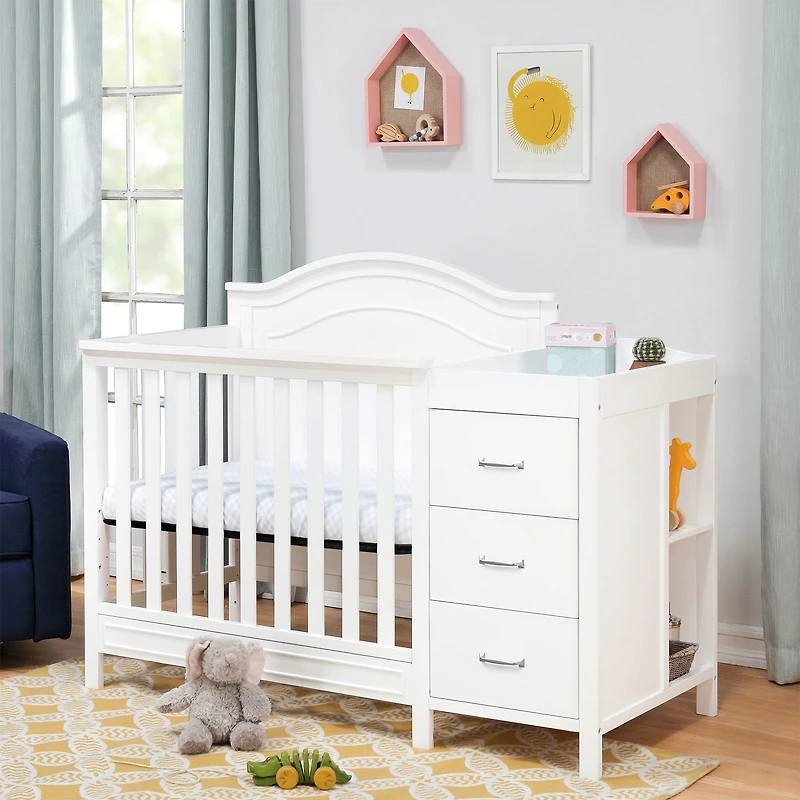 Charlie 4-in-1 Convertible Mini Crib & Changer - White