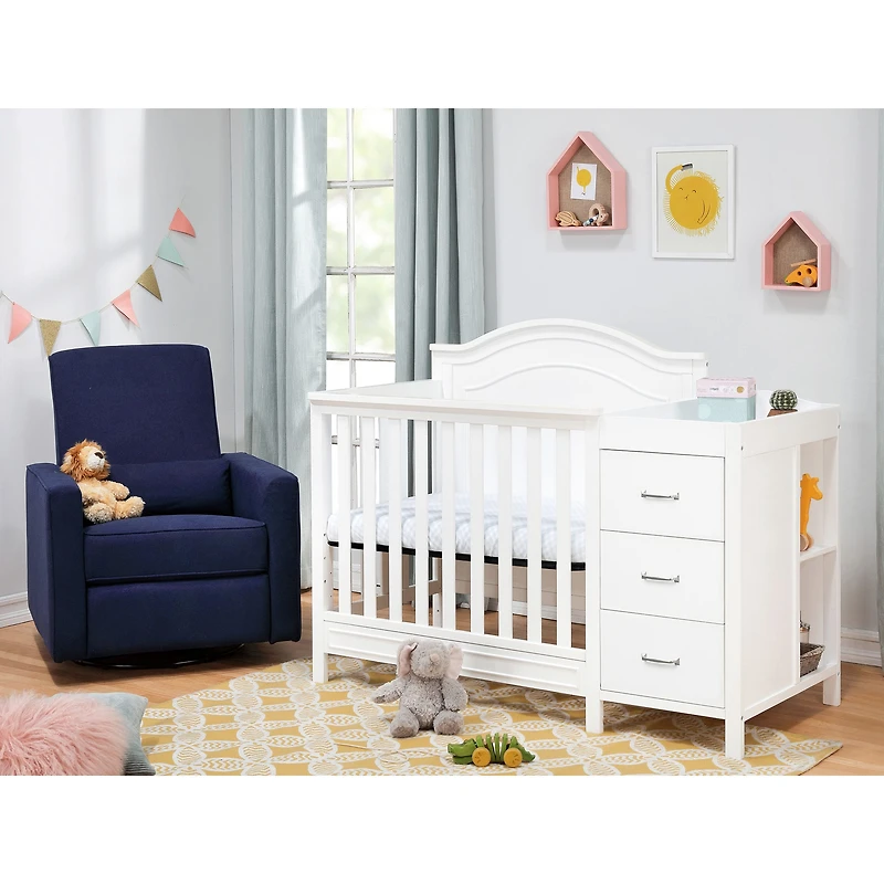 Charlie 4-in-1 Convertible Mini Crib & Changer - White