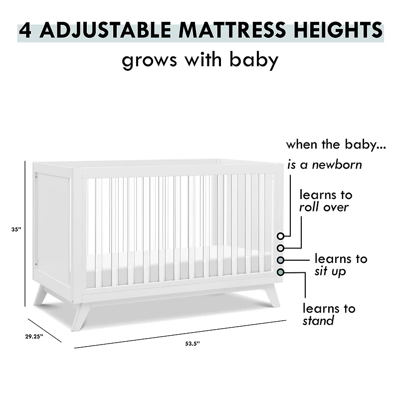 Otto 3-in-1 Convertible Crib - White/Acrylic