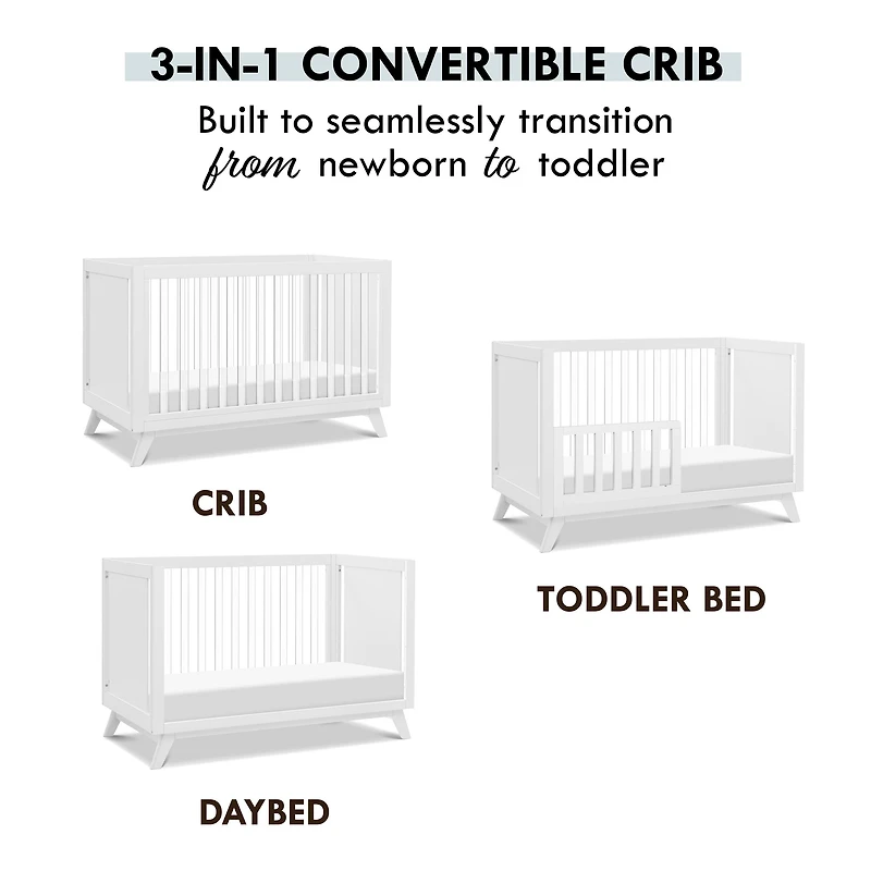 Otto 3-in-1 Convertible Crib - White/Acrylic