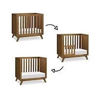 Otto 3-in-1 Convertible Mini Crib with 4" Mattress - Walnut