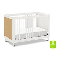 Marin with Cane 3-in-1 Convertible Crib - Warm White and Honey Cane