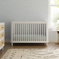 Marin with Cane 3-in-1 Convertible Crib - Warm White and Honey Cane