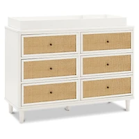 Marin with Cane 6 Drawer Assembled Dresser - Warm White and Honey Cane