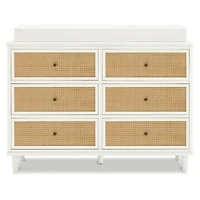 Marin with Cane 6 Drawer Assembled Dresser - Warm White and Honey Cane