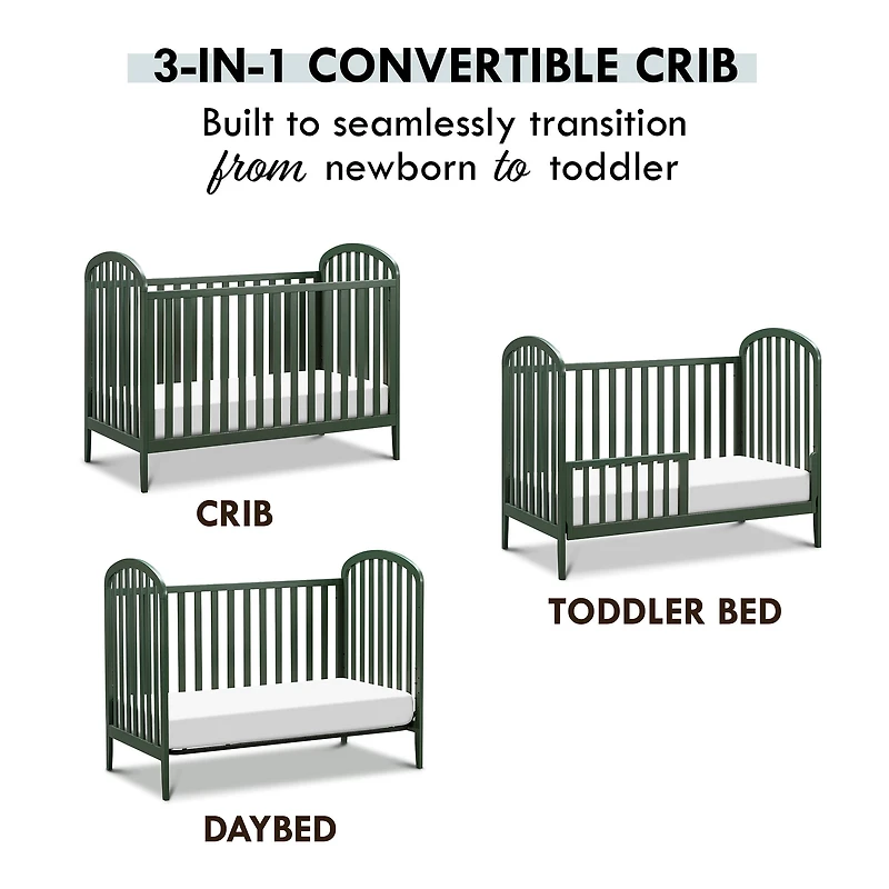 Beau 3-in-1 Convertible Crib - Forest Green