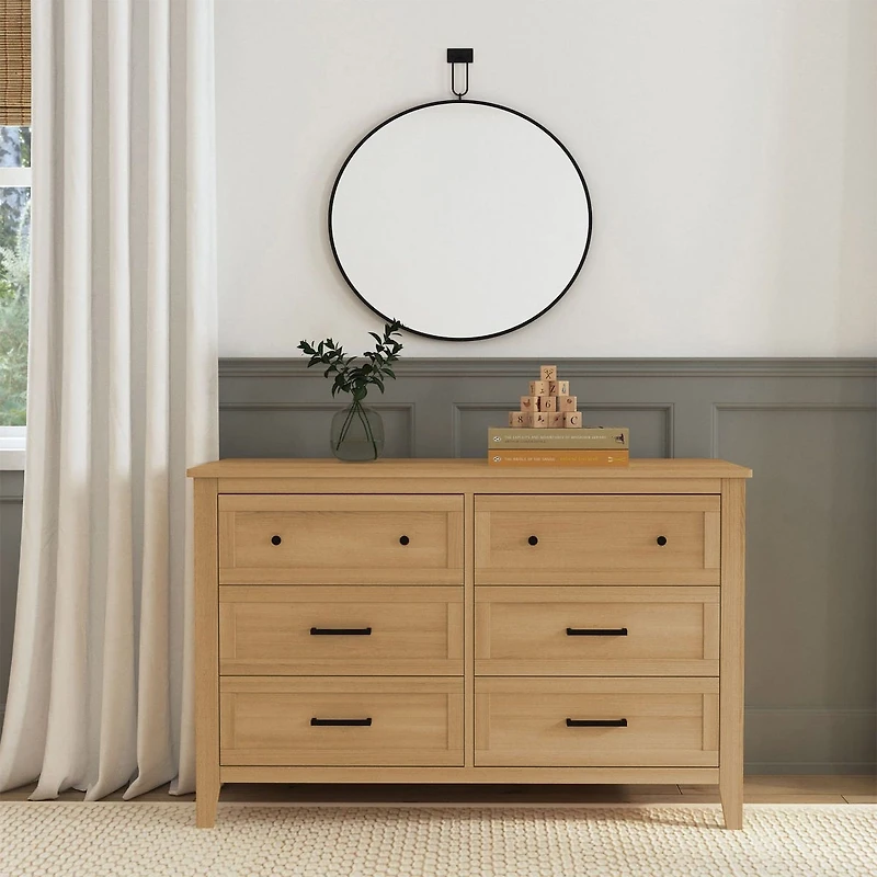 Sawyer Farmhouse 6-Drawer Dresser - Honey