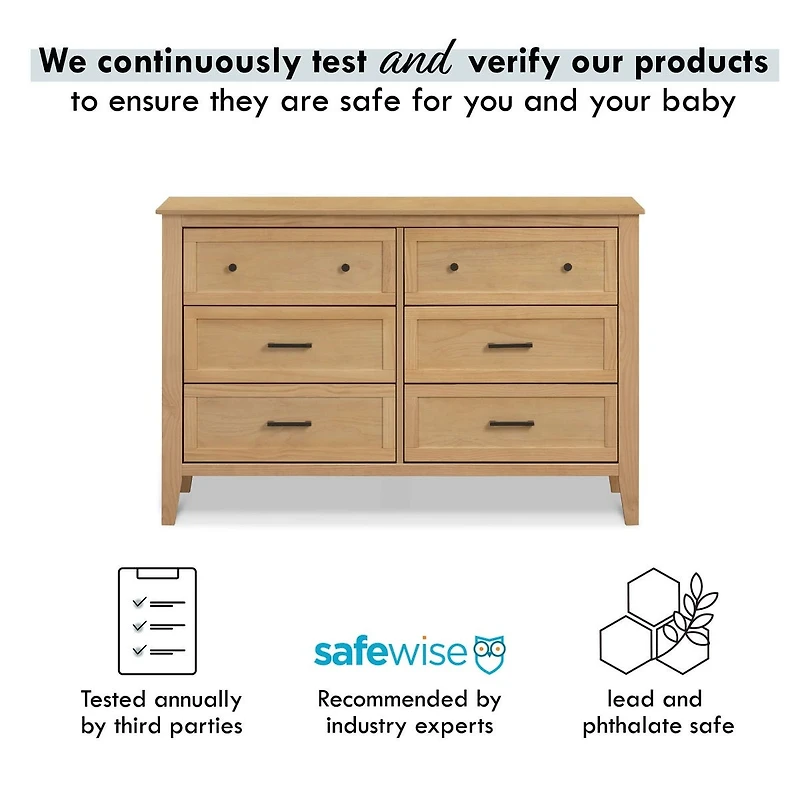 Sawyer Farmhouse 6-Drawer Dresser - Honey