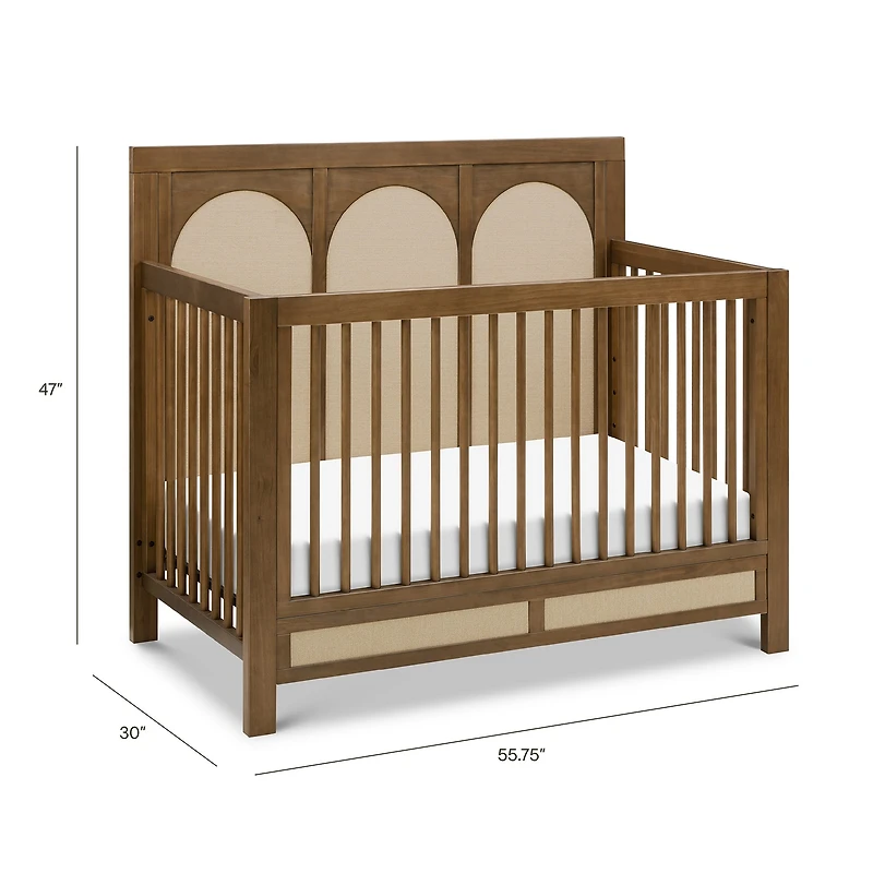 Eloise 4-in-1 Convertible Crib - Walnut & Performance Sand Eco-Weave