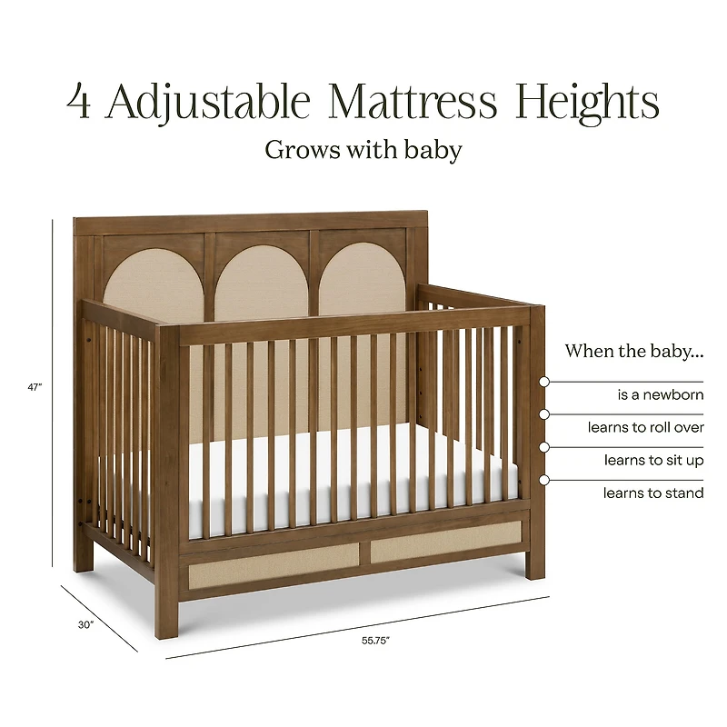 Eloise 4-in-1 Convertible Crib - Walnut & Performance Sand Eco-Weave