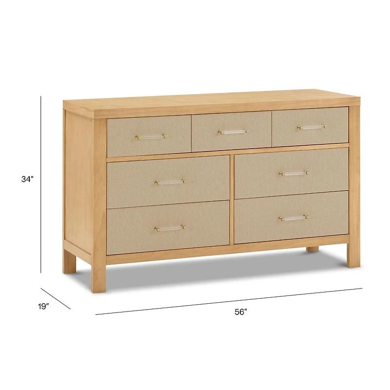 Eloise 7-Drawer Assembled Dresser - Honey & Performance Sand Eco-Weave