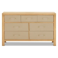 Eloise 7-Drawer Assembled Dresser - Honey & Performance Sand Eco-Weave