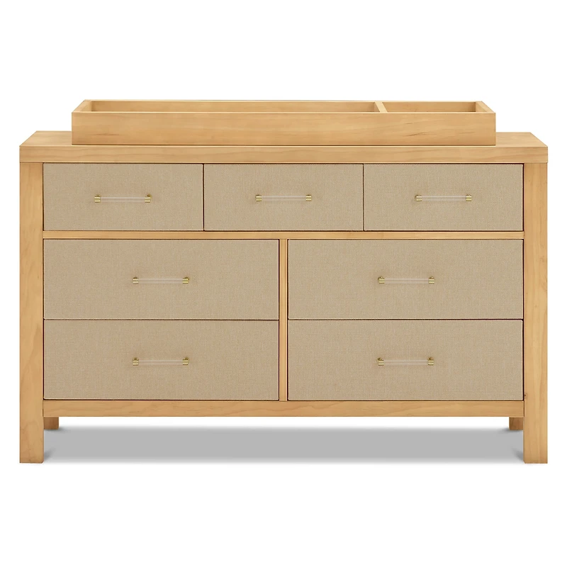 Eloise 7-Drawer Assembled Dresser - Honey & Performance Sand Eco-Weave