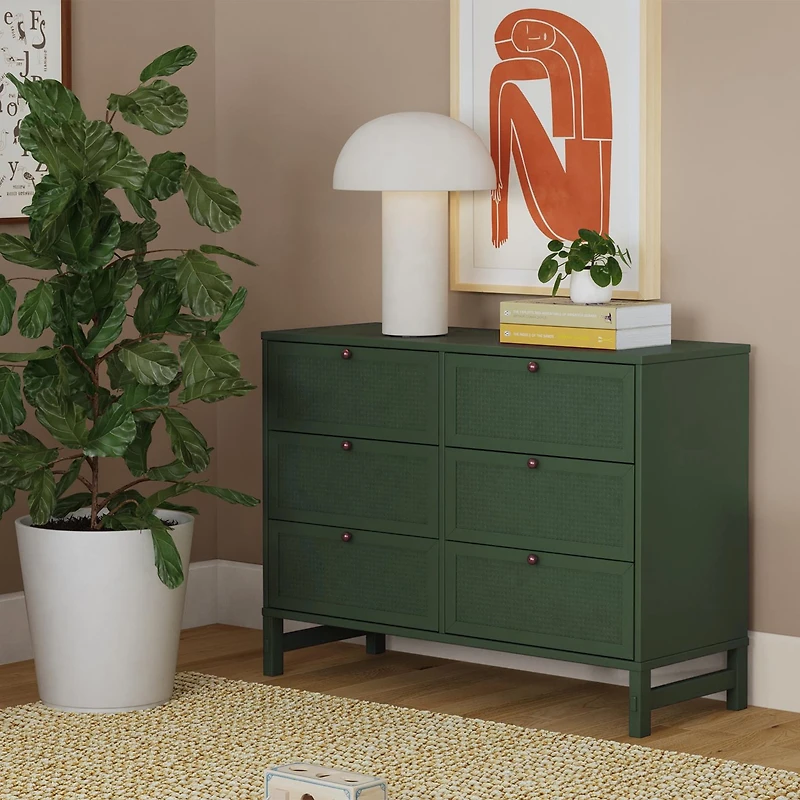 Margot 6 Drawers Dresser - Forest Green 