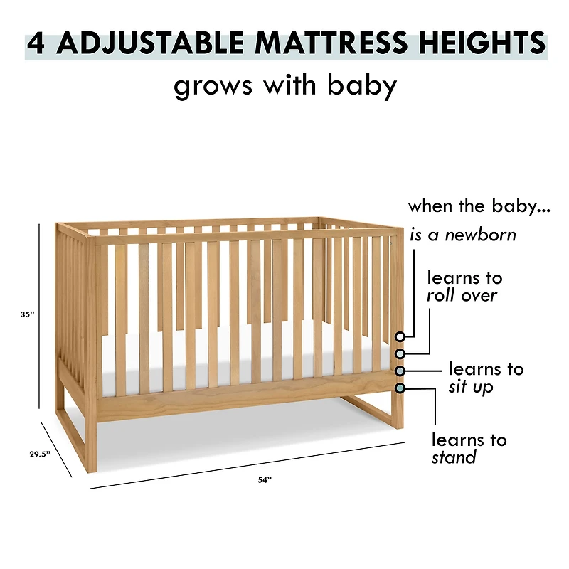 Hunter 3-in-1 Convertible Crib - Honey