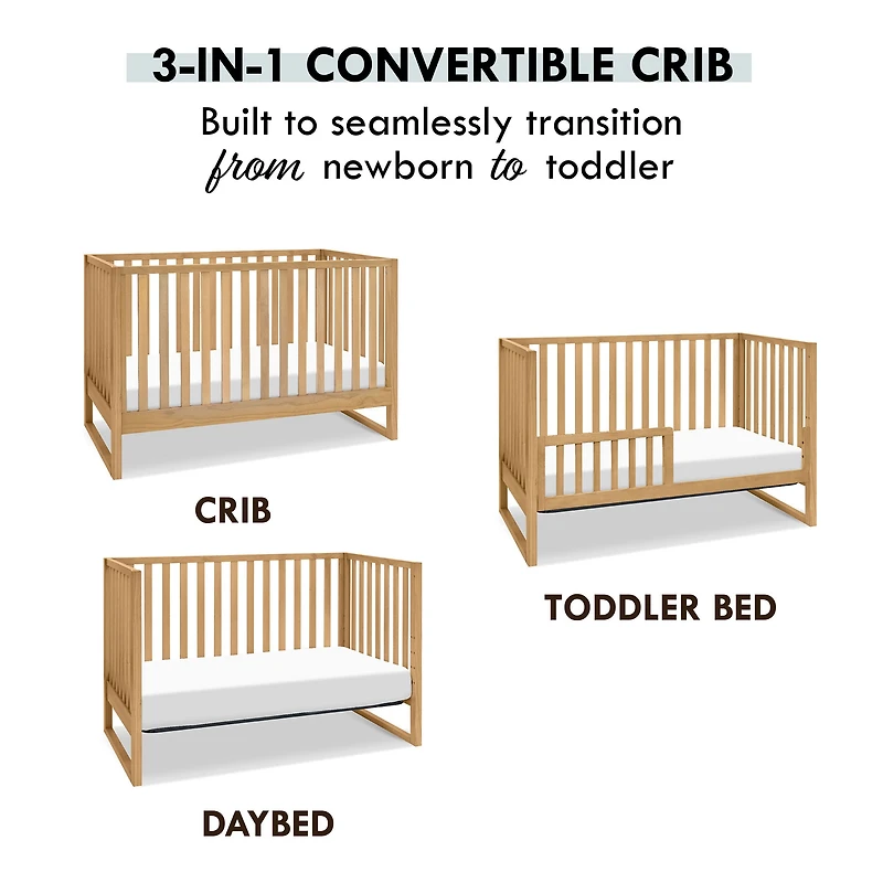 Hunter 3-in-1 Convertible Crib - Honey