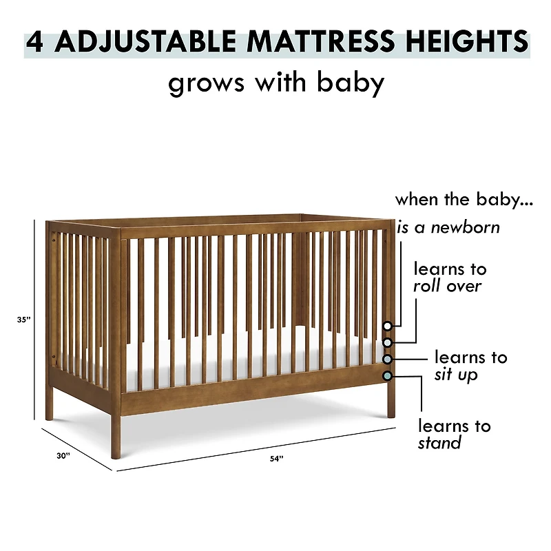 Birdie 3-in-1 Convertible Crib - Walnut