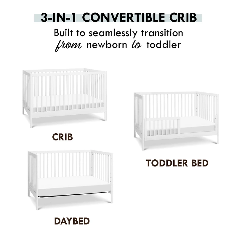Birdie 3-in-1 Convertible Crib - White