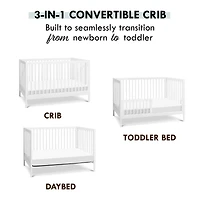 Birdie 3-in-1 Convertible Crib - White