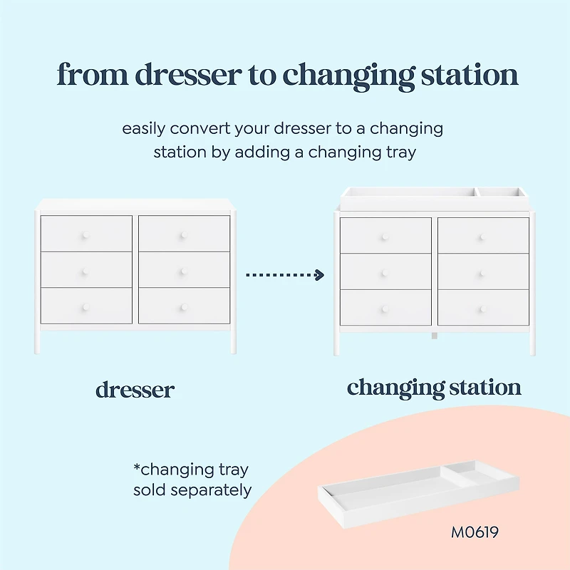 Birdie 6 Drawers Dresser - White 