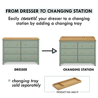 Shea 6-Drawer Dresser - Light Sage and Honey
