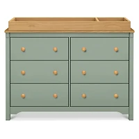 Shea 6-Drawer Dresser - Light Sage and Honey