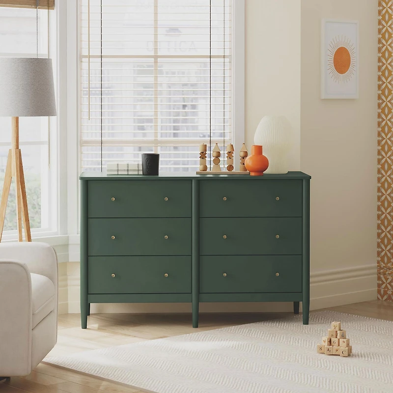 Commode 6 tiroirs Frem - Vert Forêt