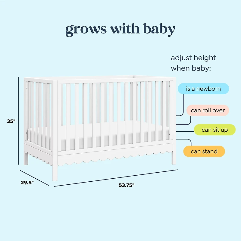 Sammy Scallop 4-in-1  Convertible Crib - White 