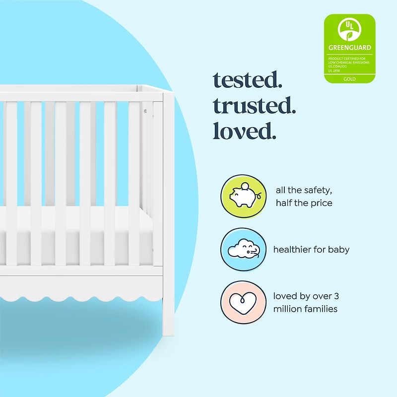Sammy Scallop 4-in-1  Convertible Crib - White 