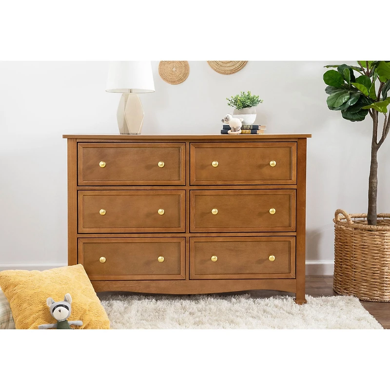 Kalani 6-Drawer Double Wide Dresser - Chestnut Finish