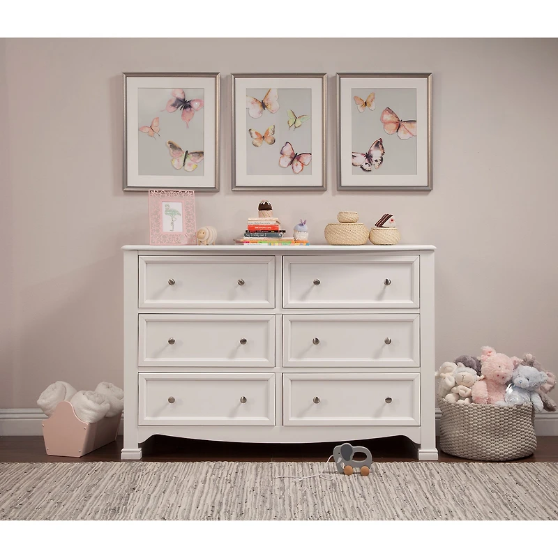 Kalani 6-Drawer Double Wide Dresser - White Finish