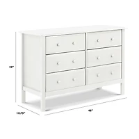 Jayden 6-Drawer Double Wide Dresser - White 