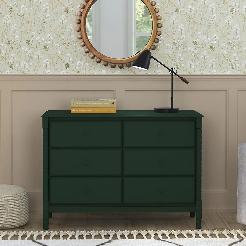 Jenny Lind Spindle 6-Drawer Dresser - Green