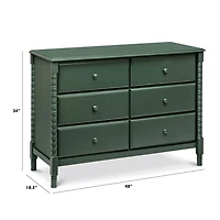Jenny Lind Spindle 6-Drawer Dresser - Green