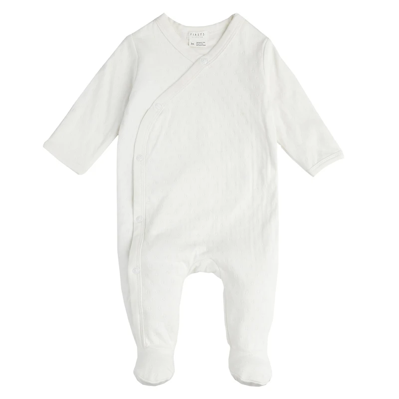 Pointelle Knit Sleeper Ivory Newborn - 9m