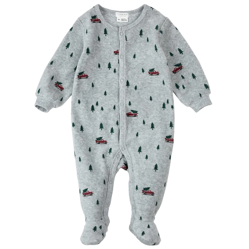 Trees Velour Pajamas 0-12m