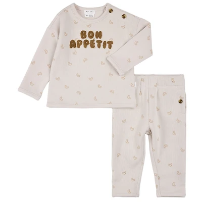 Croissant Print Pants Set 3-24m