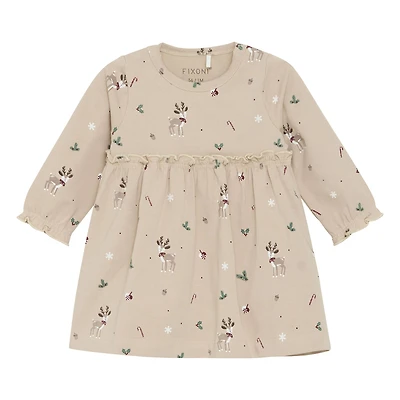 Reindeer Print Dress 6-24m