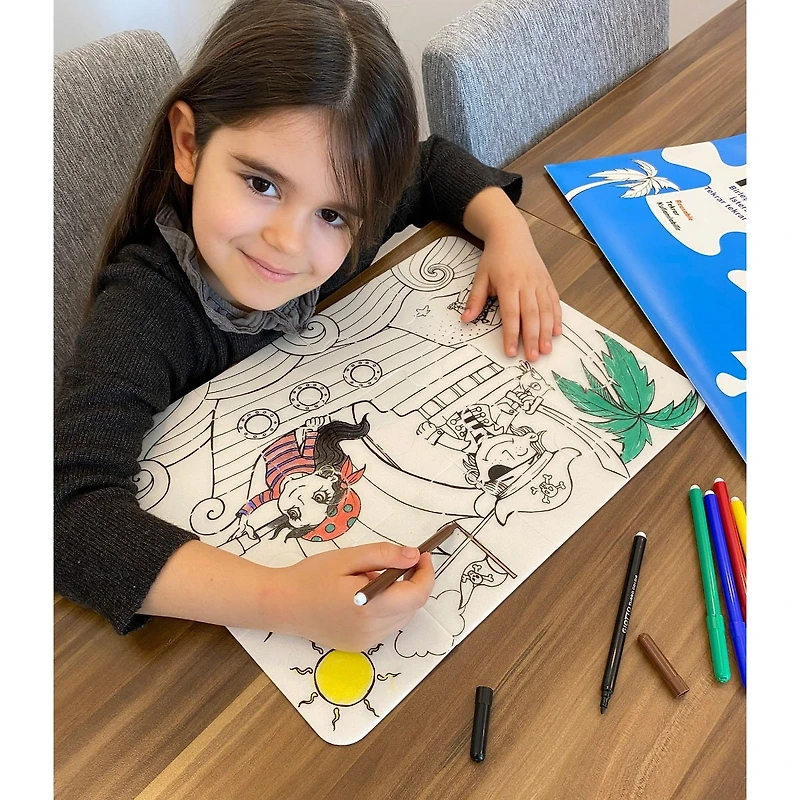 Casse-tête à Colorier et Crayons Lavables - Dinosaures