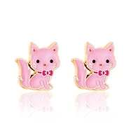Earrings - pink Cat