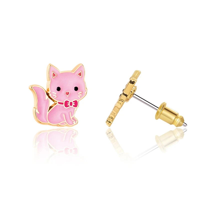 Boucles D'oreille Chat Rose