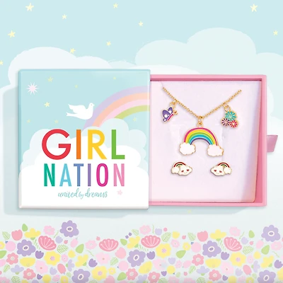 Charming Whimsy Necklace and Earring Gift Set - Cloud Luvs Rainbow